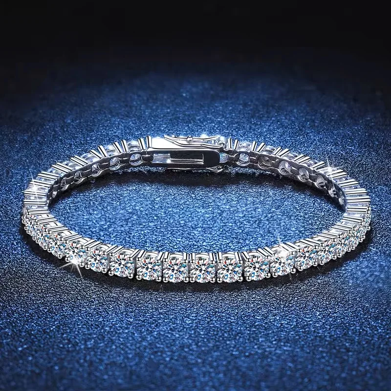  Moissanite Tennis Bracelet 100% S925 Sterling Silver Plated 18k White Gold With GRA Bracelet For Women ManWedding Party Jewelry