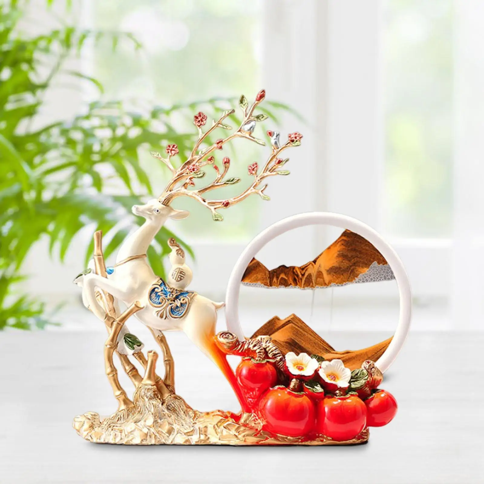 

Deer Sculpture Ornaments Home Decoration Ideal Gift Resin Creative Quicksand Decor for Desk Bookshelves Bedroom Bar Adults