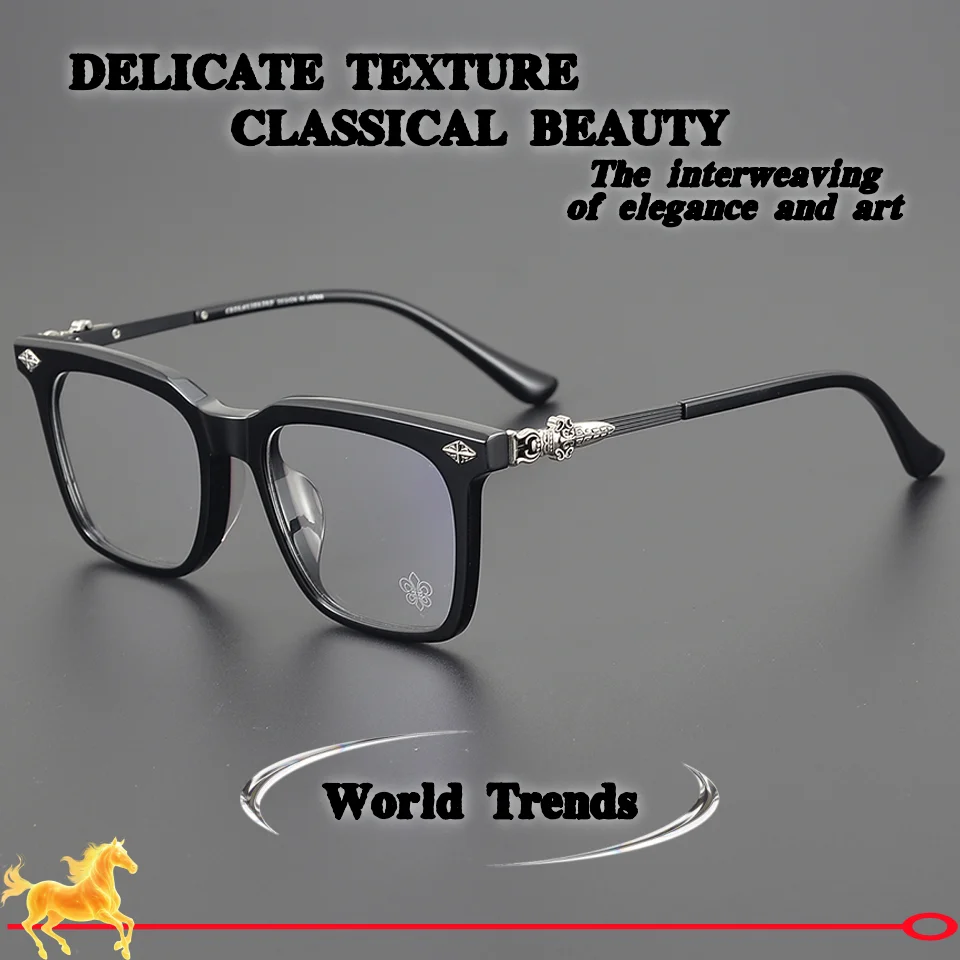 2026 Fashion Retro Classic Square Men's Luxury Glasses Casual Simple Optical Prescription Women's Artistic Acetate Glasses Frame