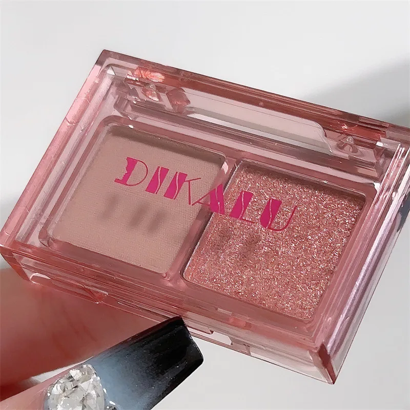 Korean Punk Two-color Eyeshadow Disc Smoky Makeup Pink Matte Pearlescent Sweet Spicy Lazy Eyeshadow