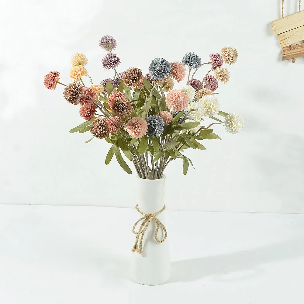 5 Heads Silk Dandelion Flower Ball Artificial Flowers 52cm Long Branch Hydrangea Bouquet For Wedding Home Garden Decorations