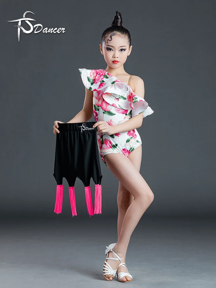 Dancer Latin dance suit summer performance lotus leaf sleeve color performance suit professional practice suit