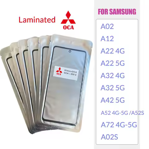 10PCS TOP GLASS For Samsung Galaxy A02S A22 A12 A32 A42 A52 A52S A72 4G 5G LCD Front Touch Screen Outer Lens Glass With OCA Glue