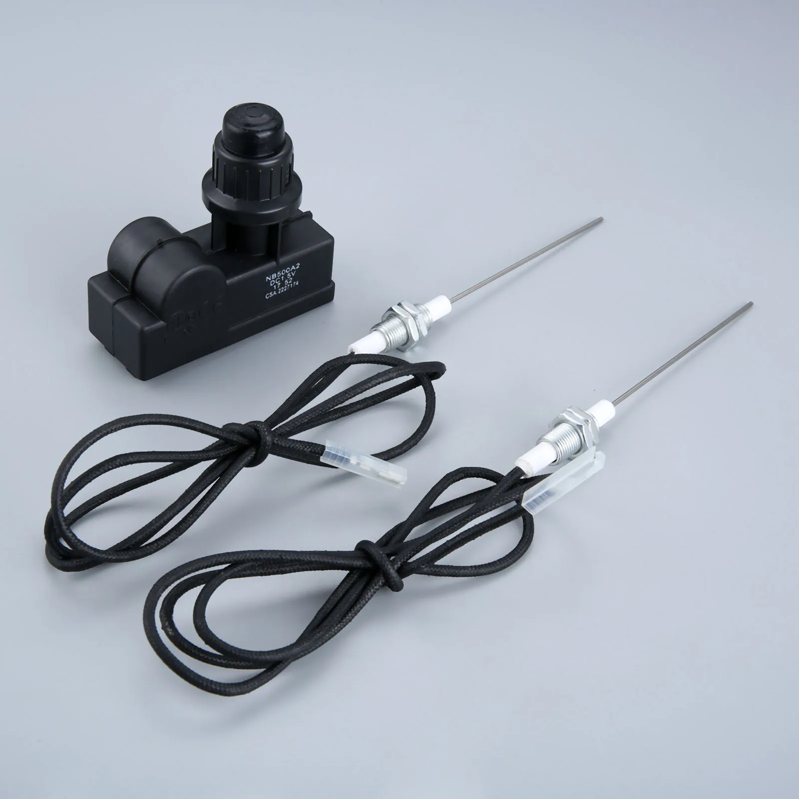 1Set Igniter Two Exits With Spark Plug Wire Length 1m Long Kit For BBQ Stove Gas Grill Electronic Ignition Module Push Button