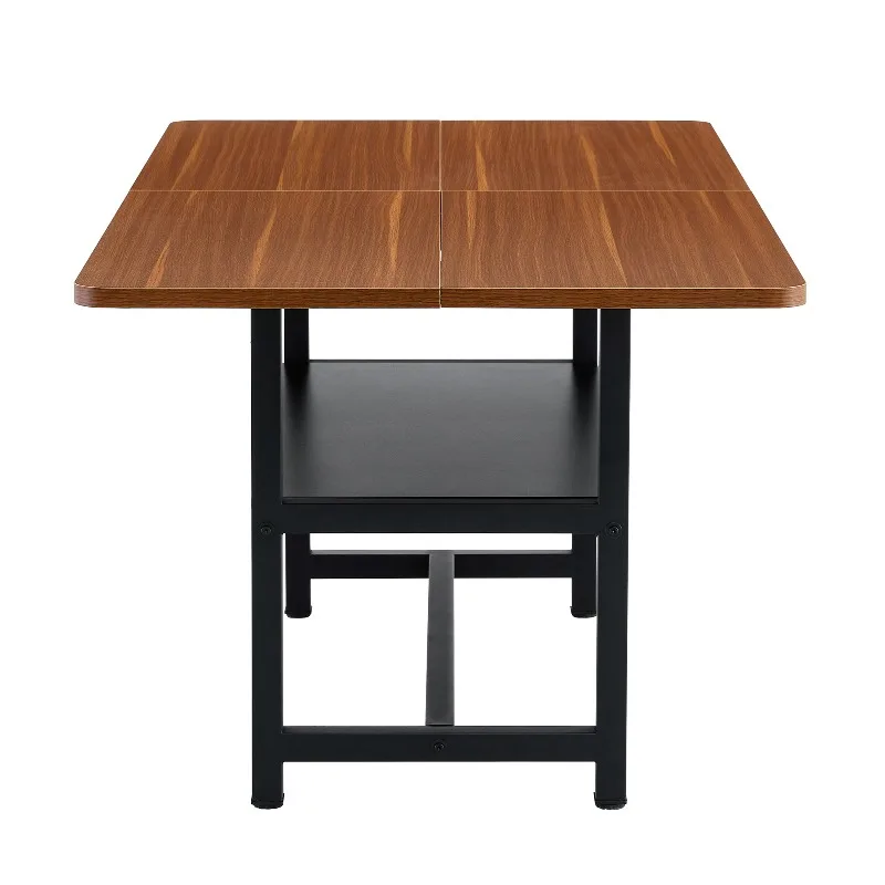 Modern style table, the top is cleverly spliced from four walnut-textured MDF boards