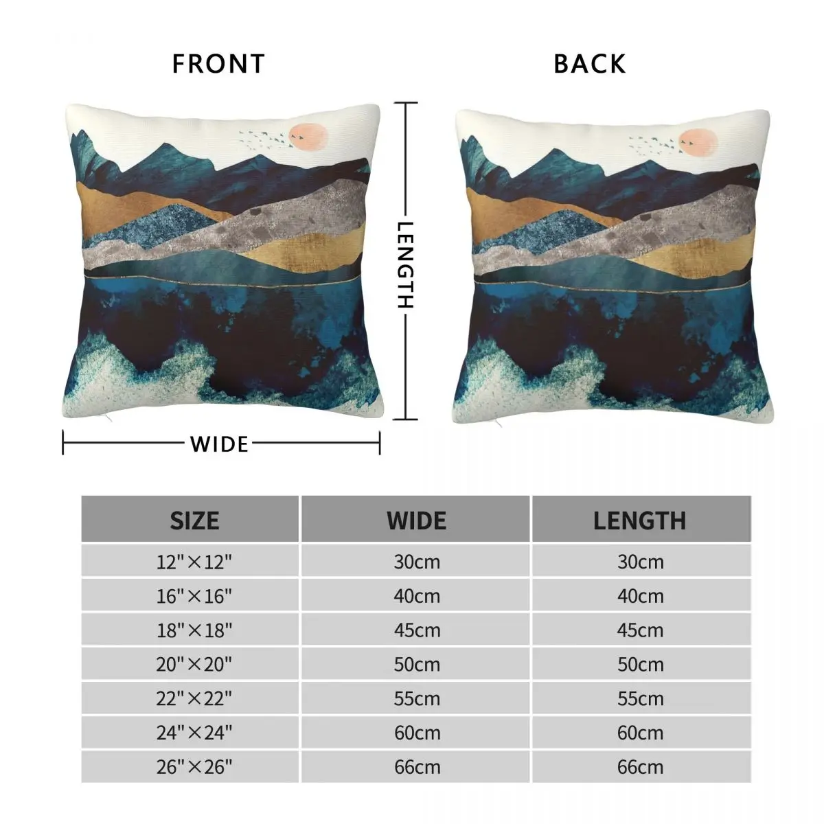 Blue Mountain Reflection Square Pillowcase Polyester Linen Velvet Pattern Zip Decor Sofa Cushion Cover 45x45