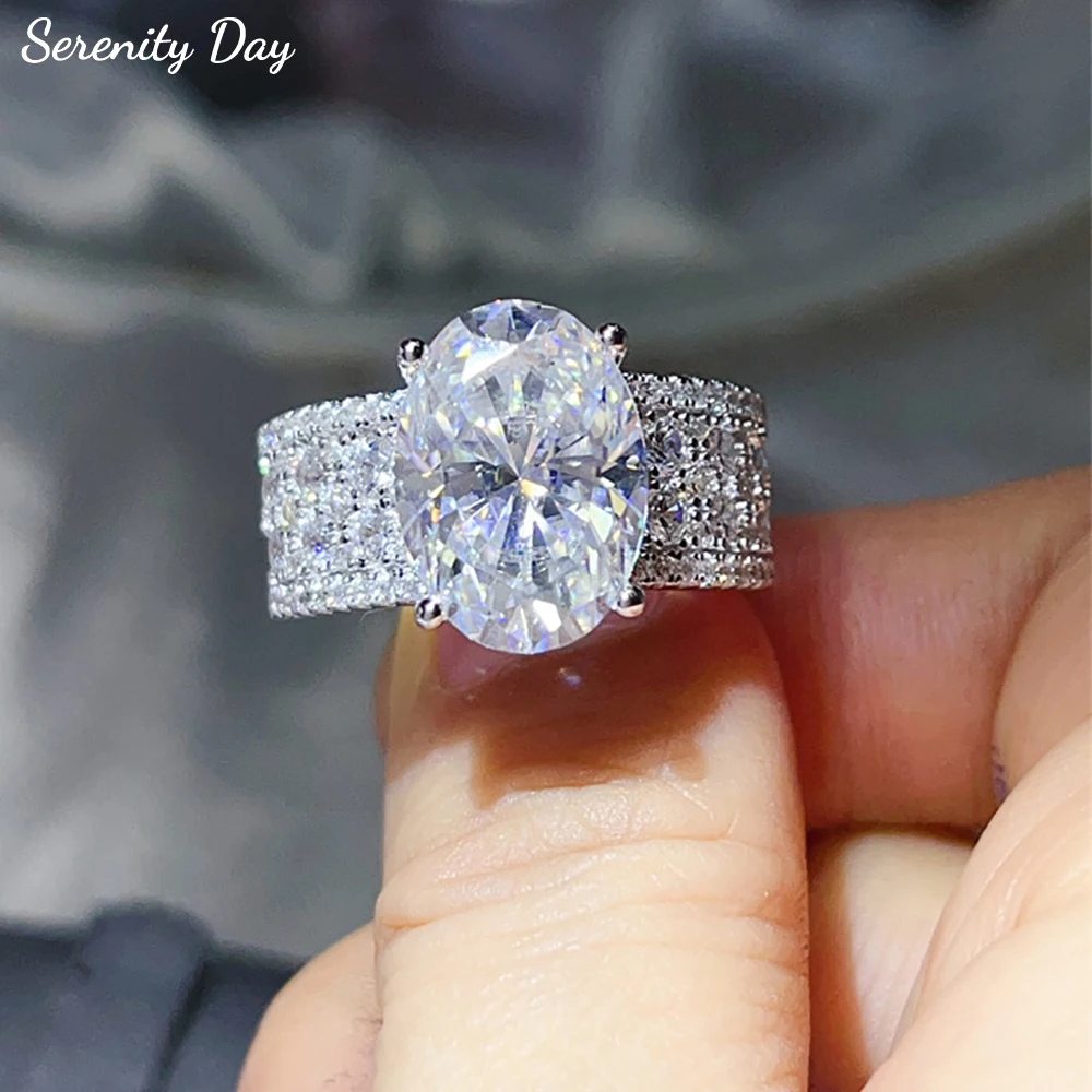 

Кольца Serenity 8ct Oval D с муассанитом для женщин и мужчин, подарок, искрящиеся лабораторные бриллиантовые обручальные кольца, однотонные серебряные ювелирные изделия s925, покрытые 18K