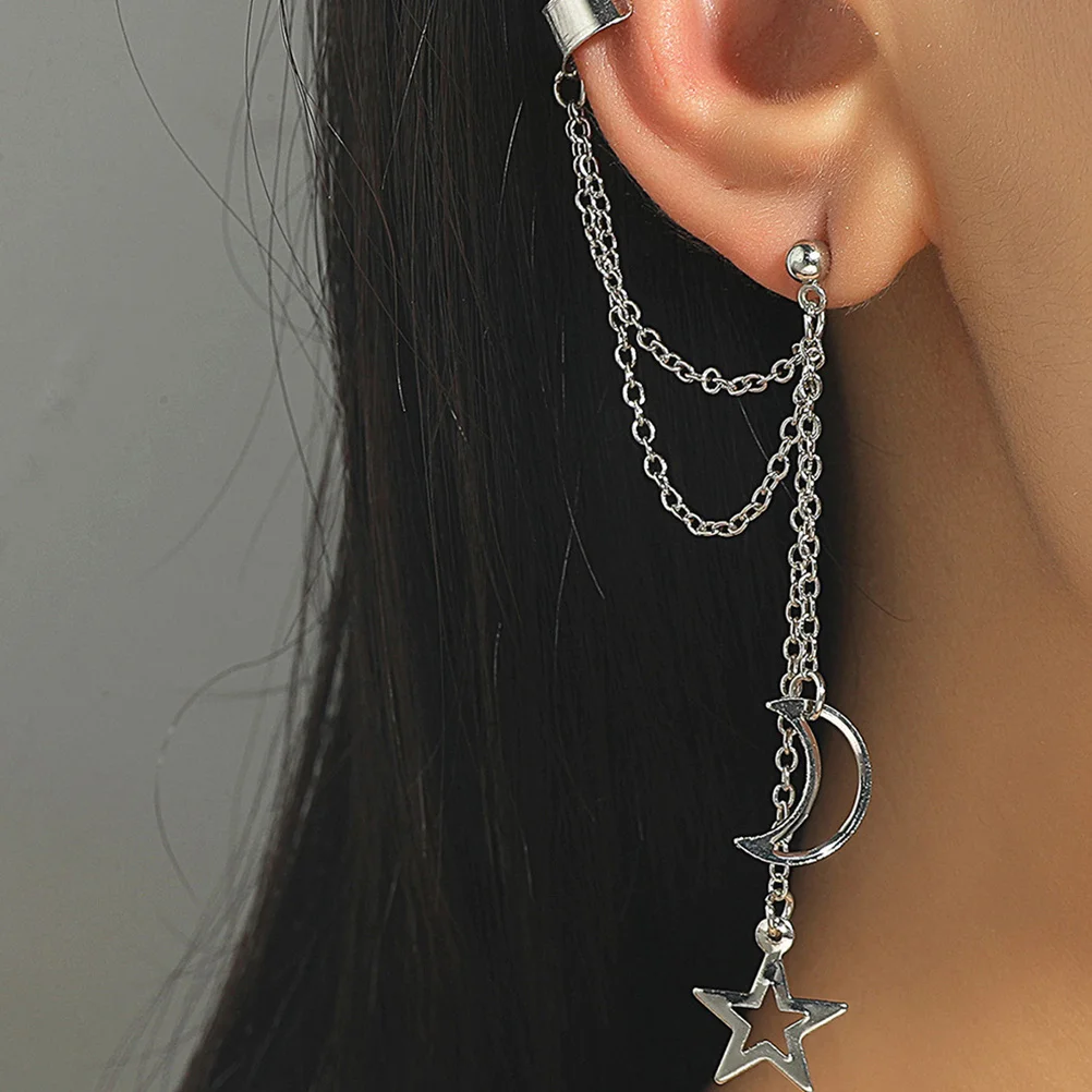 

3Pcs Ear Stud Set Lightweight Cuff Chain Earrings Long Cartilage Dangling Earrings Perfect Gift for Women Cuff Chain Earring