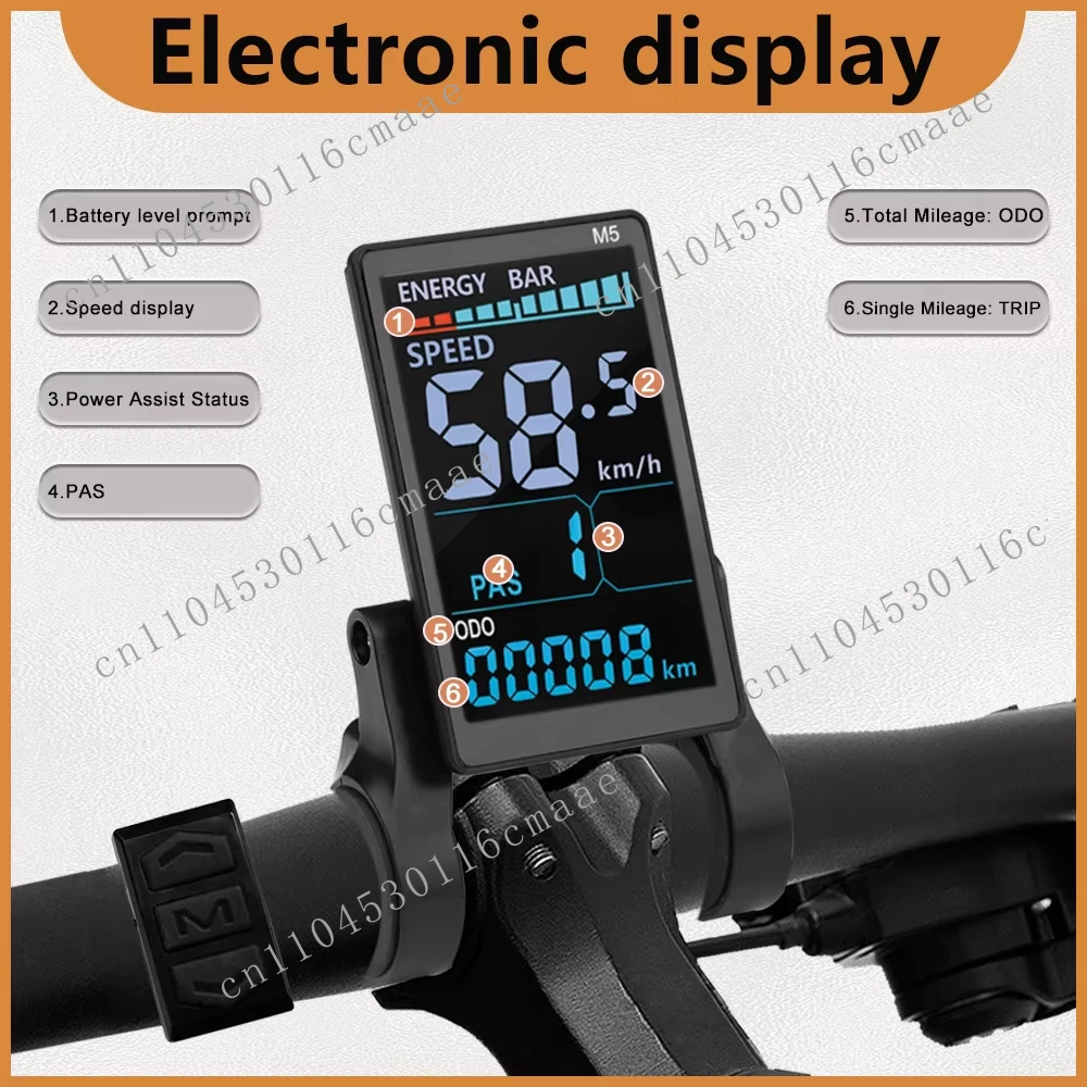 JN M5 24-72V UART Electric Bicycle Display Screen 5pin LCD Colorful WP Pulg for 60v 48v 24v Ebike Accessories Parts