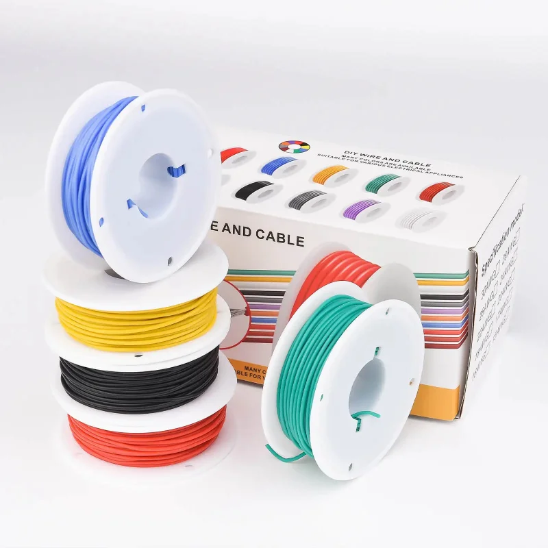 30 AWG Silicone Wire Kit, 10 Colors Stranded Tinned Copper Electrical Hook Up Wires, Flexible High Temperature Resistant Cable