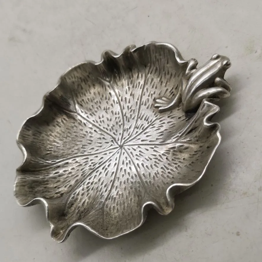 Antique-style lotus leaf and frog brush washer plate antique miscellaneous ornament frog lotus leaf plate