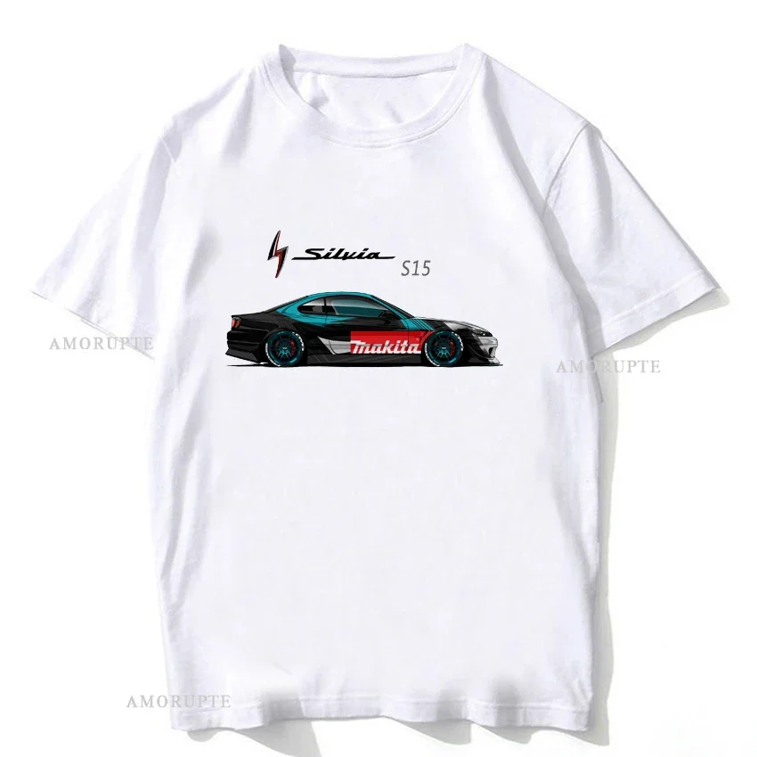 Silvia S15 Liberty Walk Super Silhouette Widebody Essential T-Shirt S13 Touge Drift King Style Race Car T-shirt Men JDM Tees