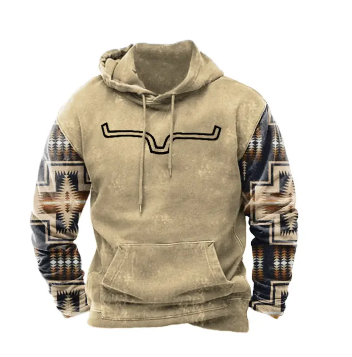 Men's Retro Western Zipper Stand Collar Sweatshirt