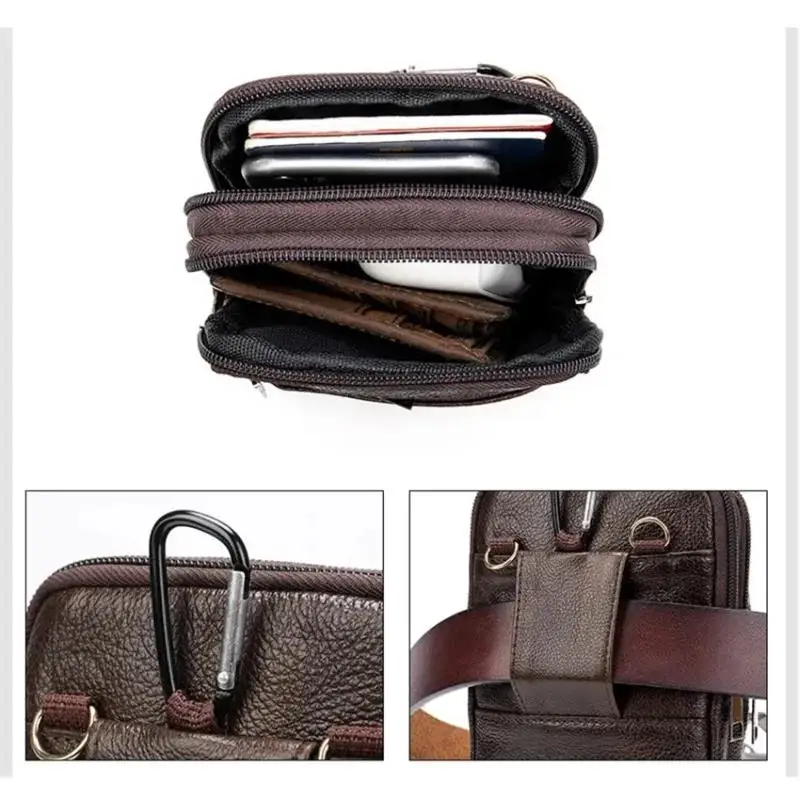 New Retro PU Leather Men Waist Bag Fashion Outdoor Leisure Multifunctional Male Belt Bags Wear Mobile Phone For Man