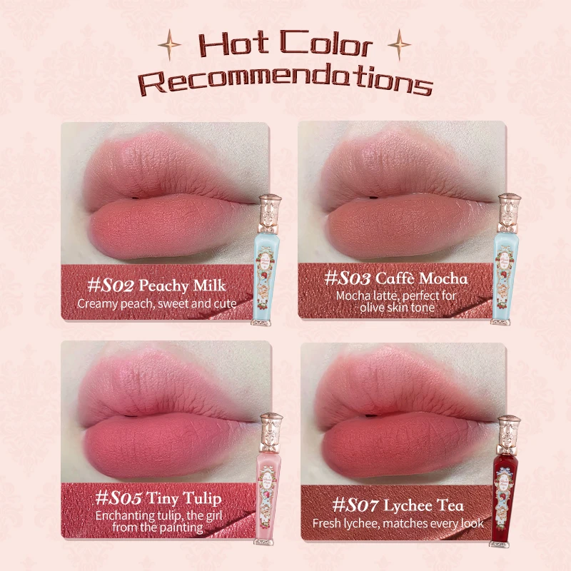 Flower Knows Strawberry Rococo Series Cloud Lip Cream Lipsticks Beauty Glazed Mirror Lip Gloss Delicate Lipstick 3.5g