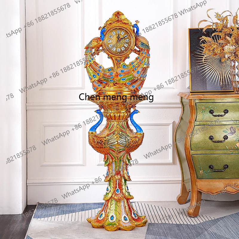 

Living room floor clock European-style villa standing clock decorative ornament peacock large clock