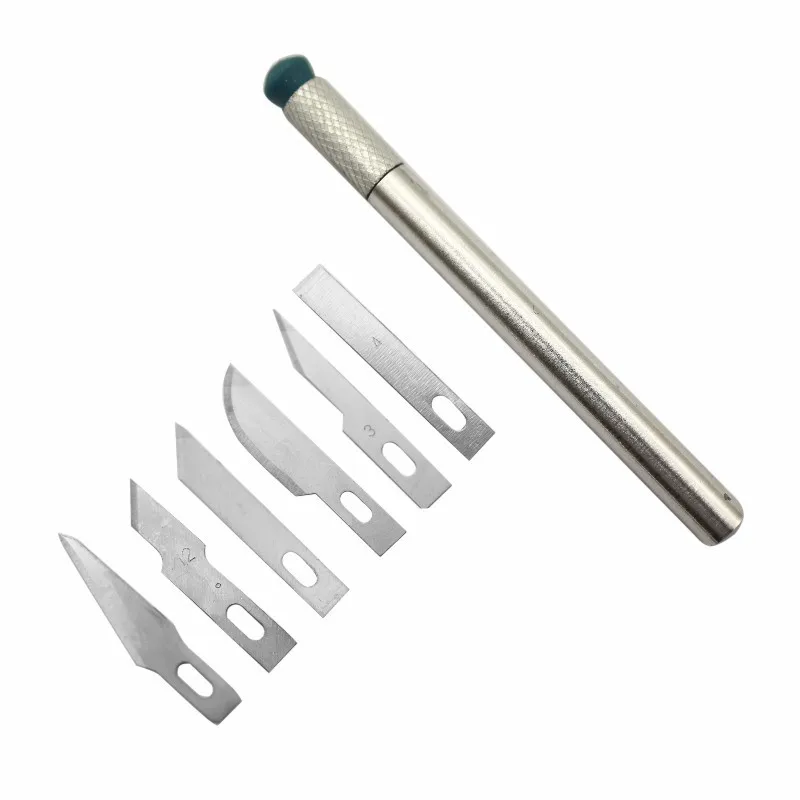 

Non-Slip Metal Scalpel Knife Tools Kit Cutter Engraving Craft Knives with 6pcs Blades Mobile Phone PCB DIY Repair Hand Tools
