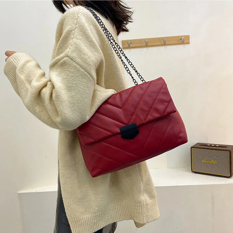 Artificial Leather Retro Small Mini Luxury Designer Lady Crossbody Bag Armpit Handbag Letter Shoulder Shopper Chain Flap Purse