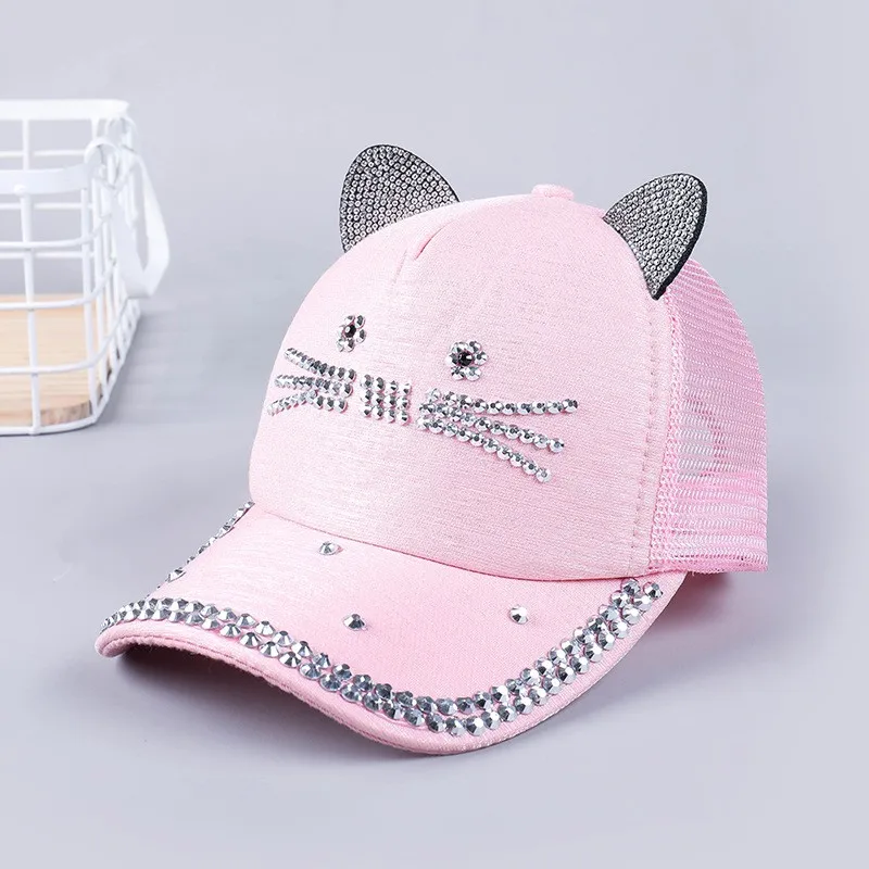 Children\'s Kids Baseball Cap for Girls Boys Spring Summer Baby Sun Hat Cat Design Toddler Peaked Caps Toddler Accessories 2-8Y