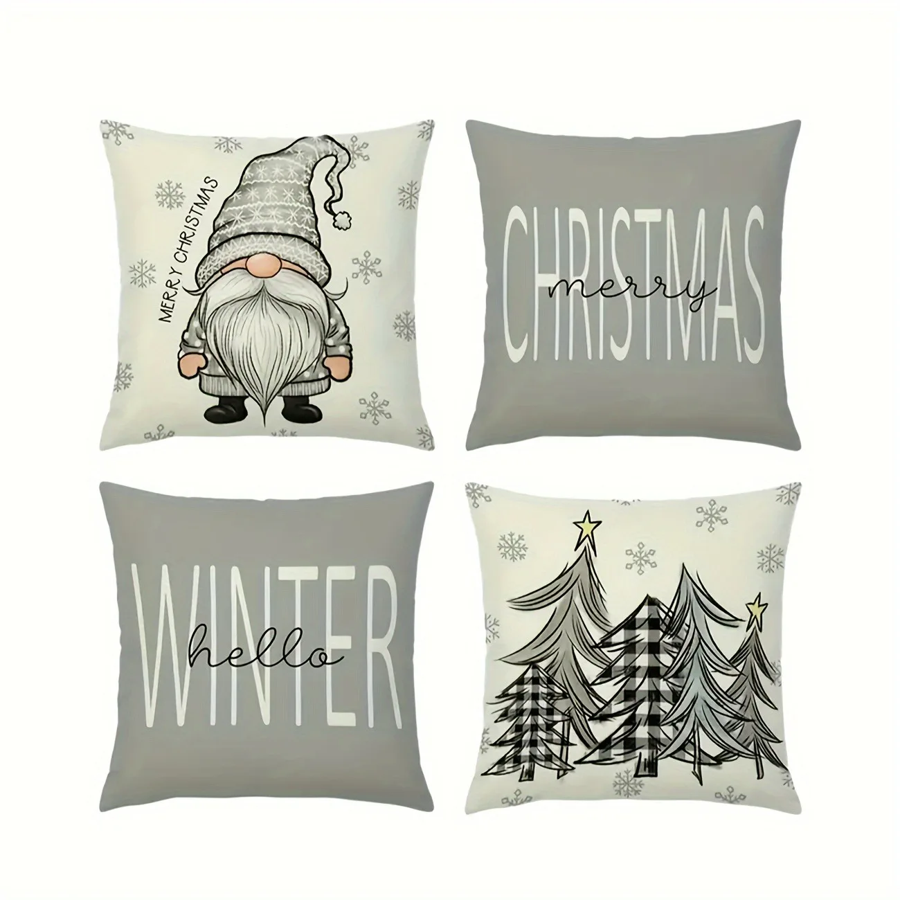 ¡Fundas de almohada festivas con temática navideña e de invierno: gnomos, árboles y diseños de texto acogedores! Decoración del