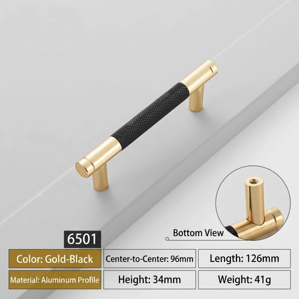 Modern Gold Color Furniture Handle Long Pull Knurled Door Pull DIY Friendly Aluminum Alloy Drawer Handles Wardrobe Doors