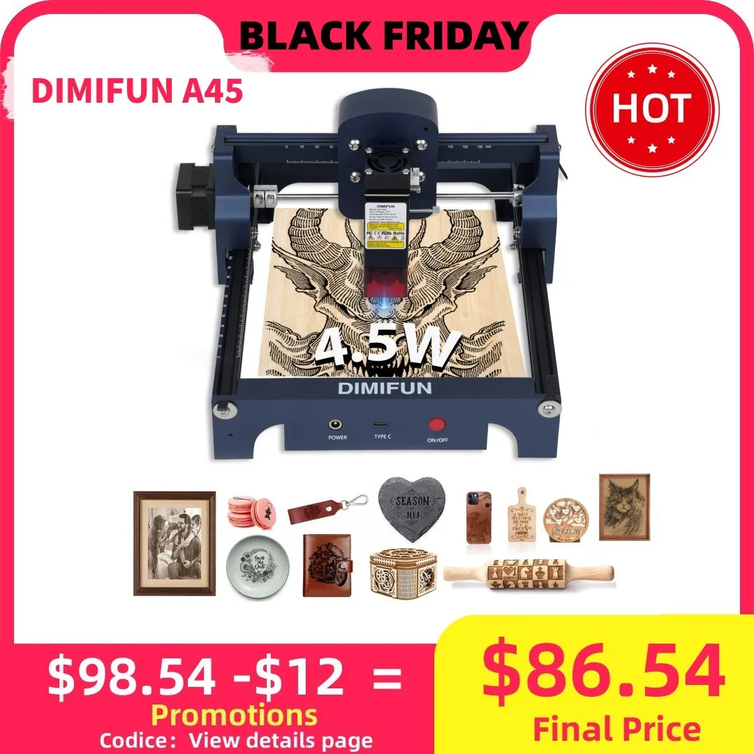 DIMIFUN D9 4.5W Laser CNC Engraving Machine, Compact and Precise, with Wood and Stainless Steel Carving Abilities