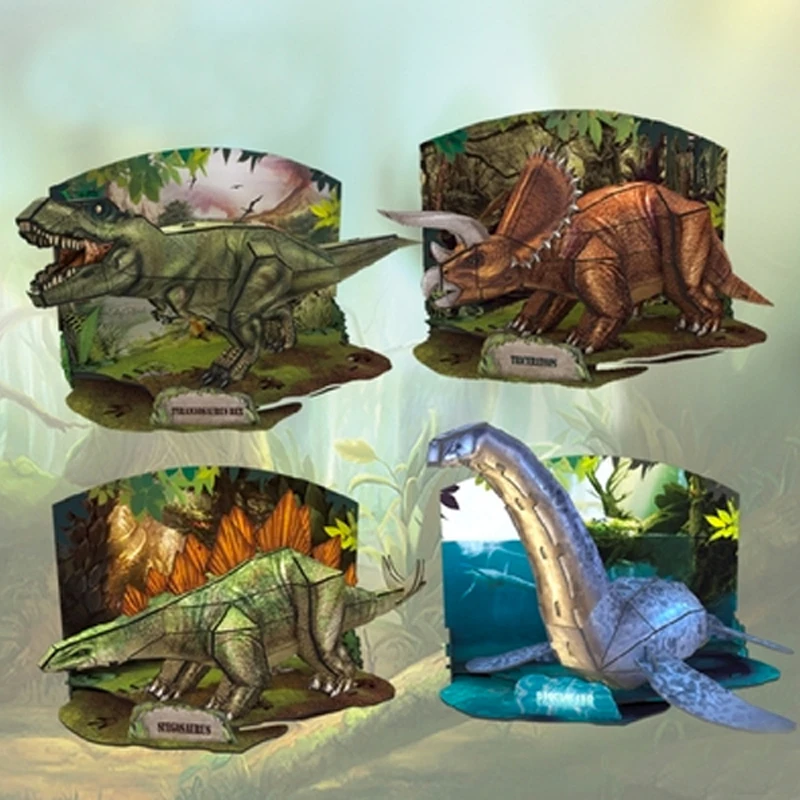 3d Animal Puzzles Dinosaurs Triceratops Tyrannosaurus Rex Diy Paper Model Children Educational Toys Hot Sale T71