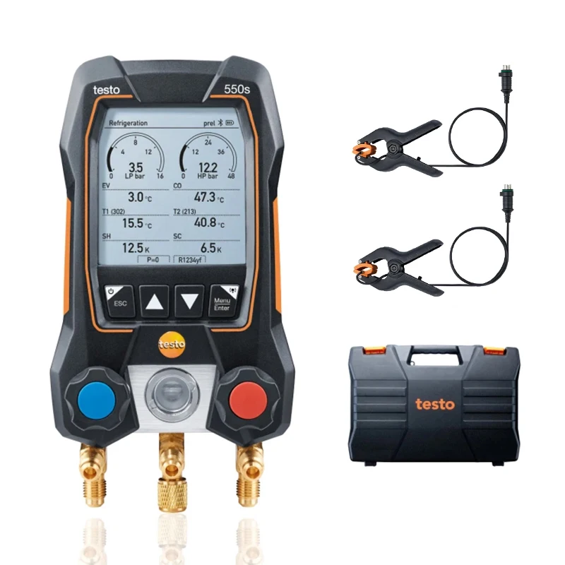 Testo 550s Intelligent Digital Display Refrigerant Meter with Bluetooth-compatible and Two-way Valve Group