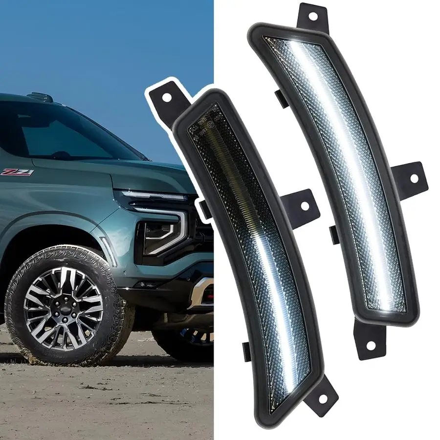 

2pcs Yukon LED Side Marker Light Fit 2025 2026 Chevy Tahoe GMC Yukon XL Suburban Front Bumper Fender Sidemarker Lamp Xenon White