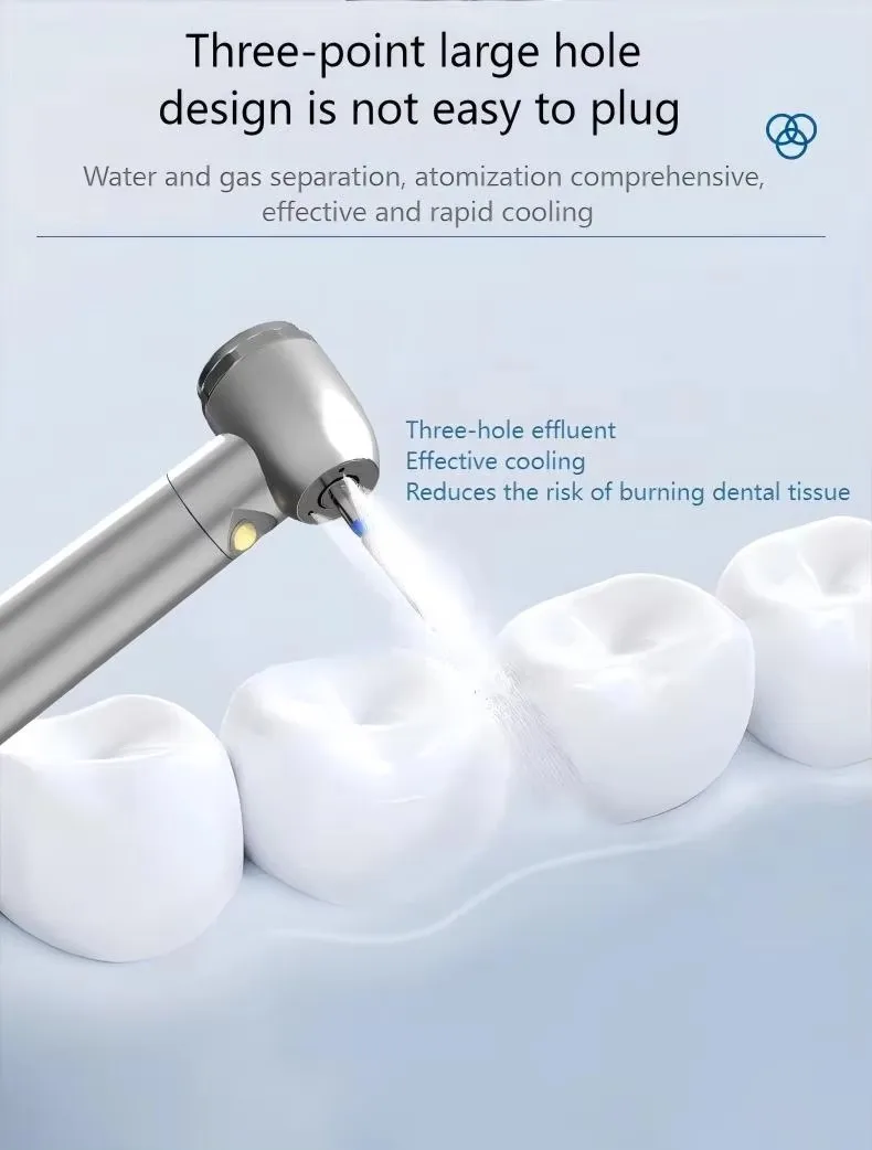 Großverkauf Dental-Faseroptik-LED-E-Generator / Ohne LED Schnelles Hochgeschwindigkeits-Handstück mit Druckknopf 4/2-Loch-Luftturbine N-S/K-Stil – Detail 6