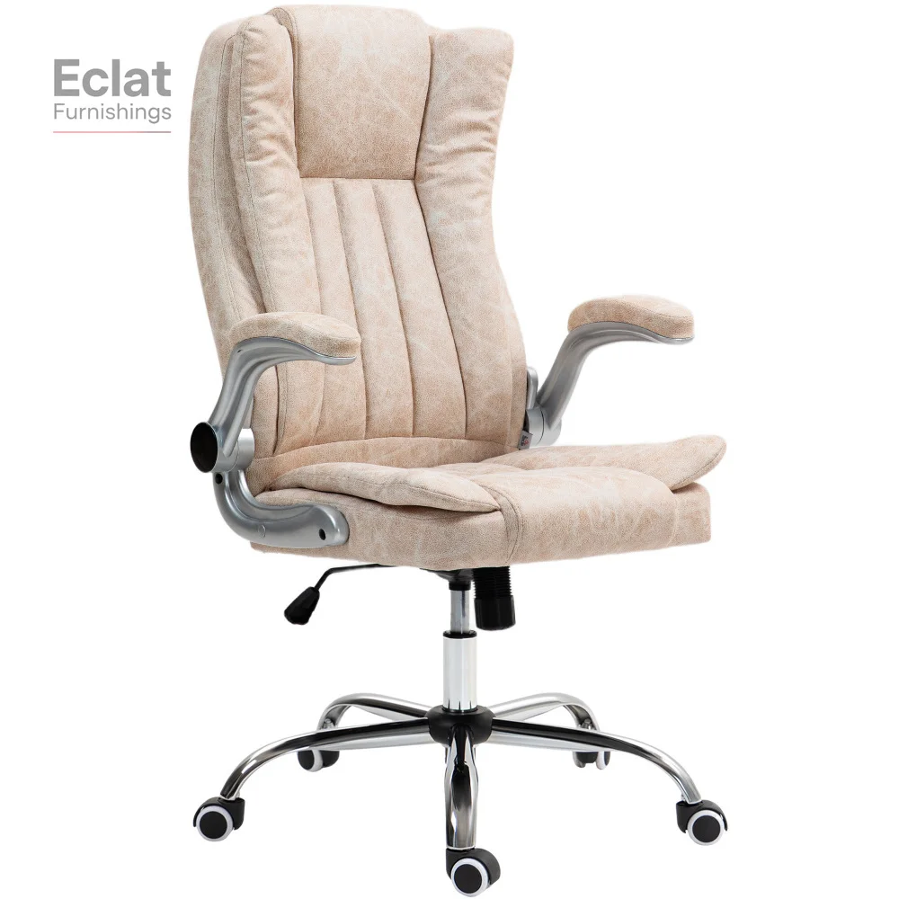 

Executive Office Chair with Padded Flip-up Arms, Microfiber High Back Desk Chair, Swivel Computer Chair with Adjustable Height ,