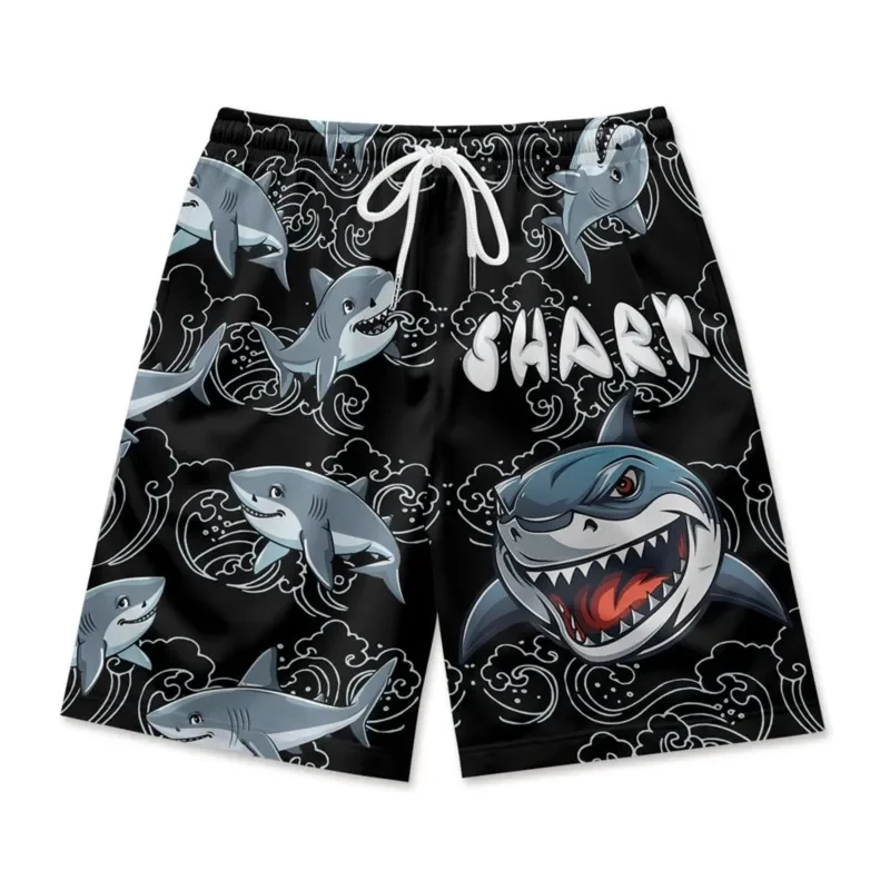 Laughing Shark Print Men\'s Waist Shorts Quick Dry Breathable Polyester Shorts Daily Streetwear Vacation Shorts Clothing Bottoms