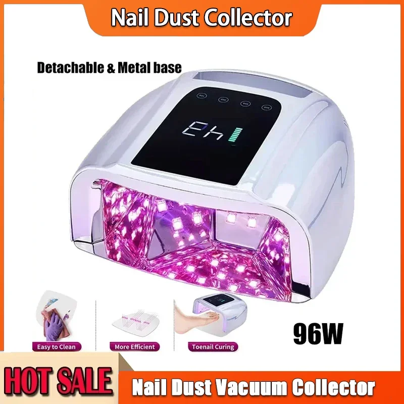 96 واط LED مسمار مصباح مرآة عاكسة اللاسلكية اللاسلكية الأشعة فوق البنفسجية ضوء مانيكير مجفف قابلة للشحن المعادن مسمار مصباح الوسادة للأظافر المثالية