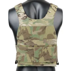 Airsoft Low Vis Slick Vest Tactical Plate Carrier Elastic Cummerbund Vest Quick Release Lightweight 500D Multicam Vest