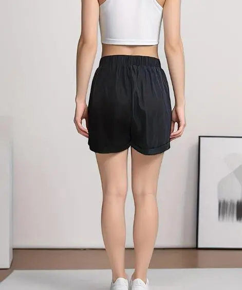 

Summer Solid Color Casual Versatile Lace Up Straight Leg Shorts for Women, Comfortable and Casual High Waist Slim Fit Shorts