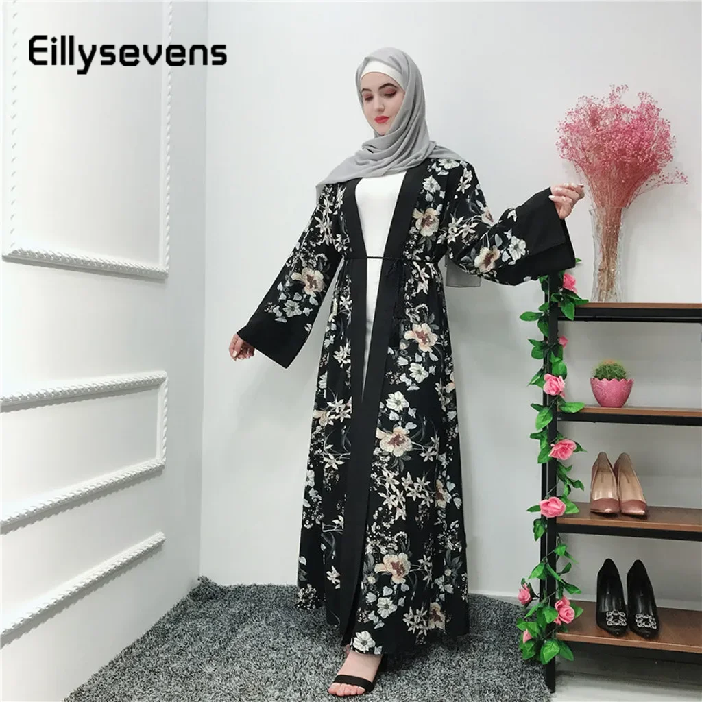 

Muslim Long Dress Full Sleeve Printed Dresses For Women Abayas Dubai Abaya Ramadan Turkey Modest Arabic Kaftan Robe