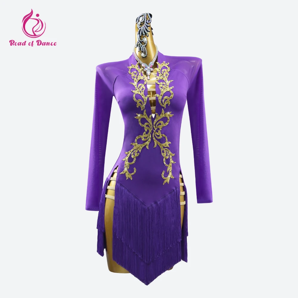 

Latin Dance Stage Costume Women Dancewear Party Dress Girl Elegant Fringe American Clothes Female Competition Skirt Line Parties