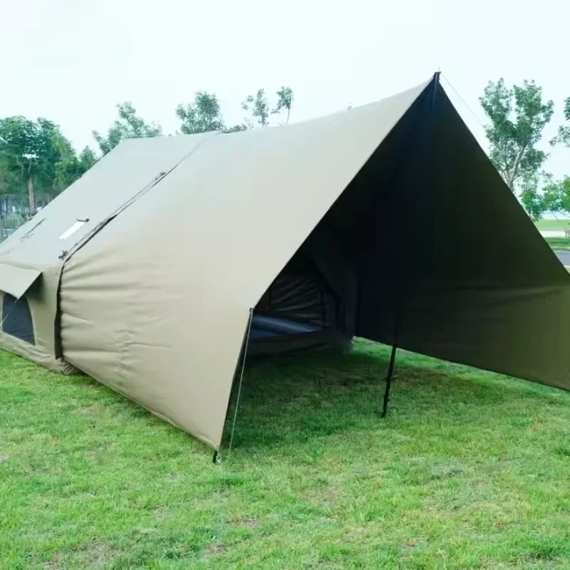 

Inflatable Air Tourist Tent with Quadrangle Tarp Large 6.3 Sqm Canvas Glamping Cabin Tent Family Outdoor Inflatable Camping Tent