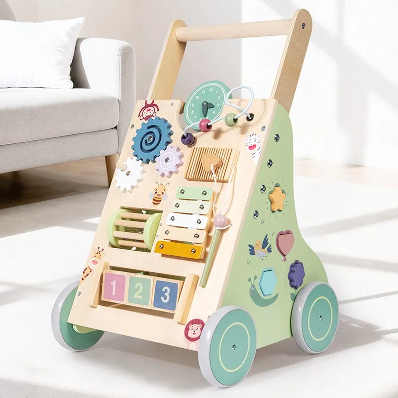 LazyChild Wooden Kids Multi Functional Walker Push Toy Baby Hand Eye Coordination Early Educational Toy