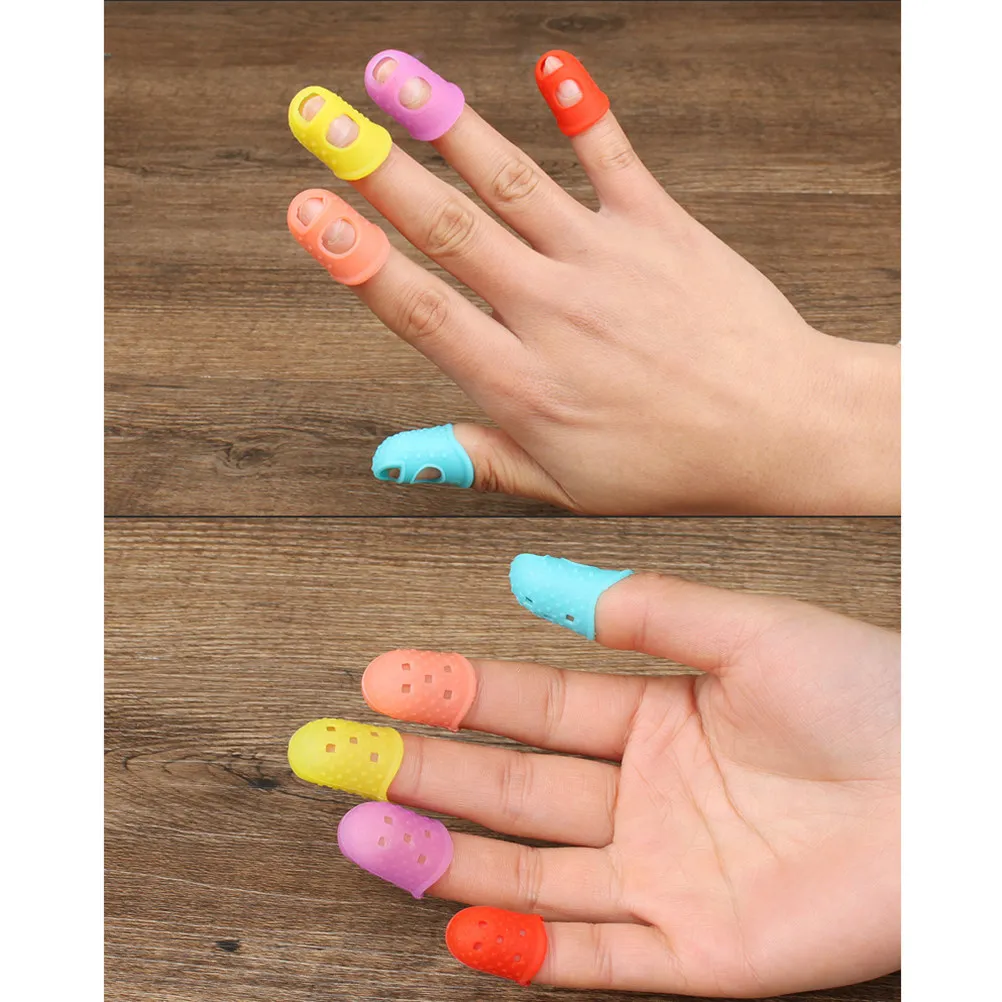 

10Pcs Non-Slip Finger Protector Elastic Silicone Finger Cots Protective Sleeves for Teachers Medical Electronic Repair Nail Art