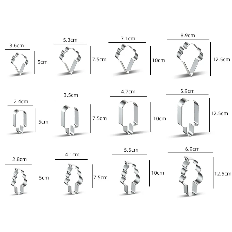 DIY 4Pcs/Set Stainless Steel Ice Cream Cookie Cutter Mould Popsicles Biscuit Mold Fondant Cake Decorating Pastry Baking Tools