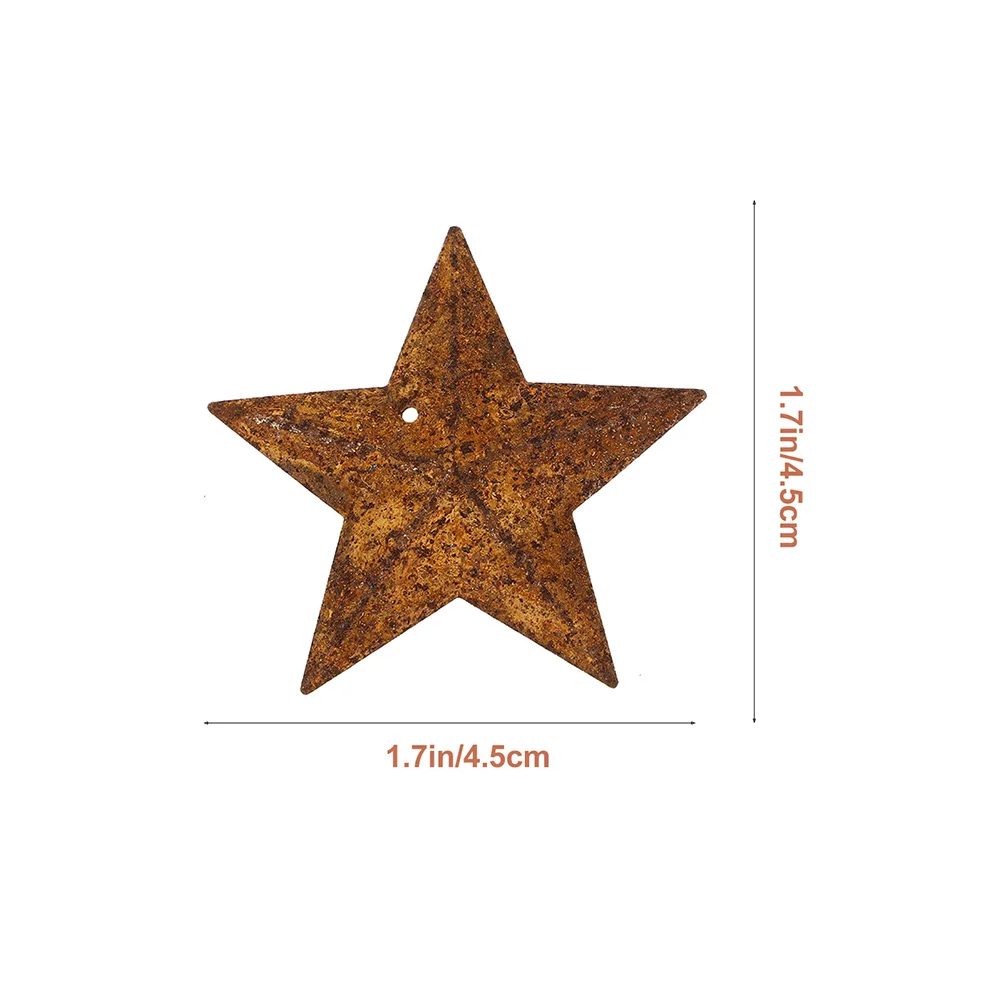 30 Pcs Rusty Pentagram Small Star Christmas Decorations Metal Barn Stars Miniature Tree