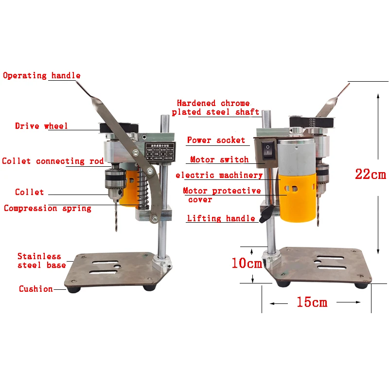 180W Mini Bench Bohrer Stand Chuck 0.6 ~ 6mm Micro Bohren Maschine Elektrische Haushalts Bohrer DIY Präzise Loch puncher Mit Sch