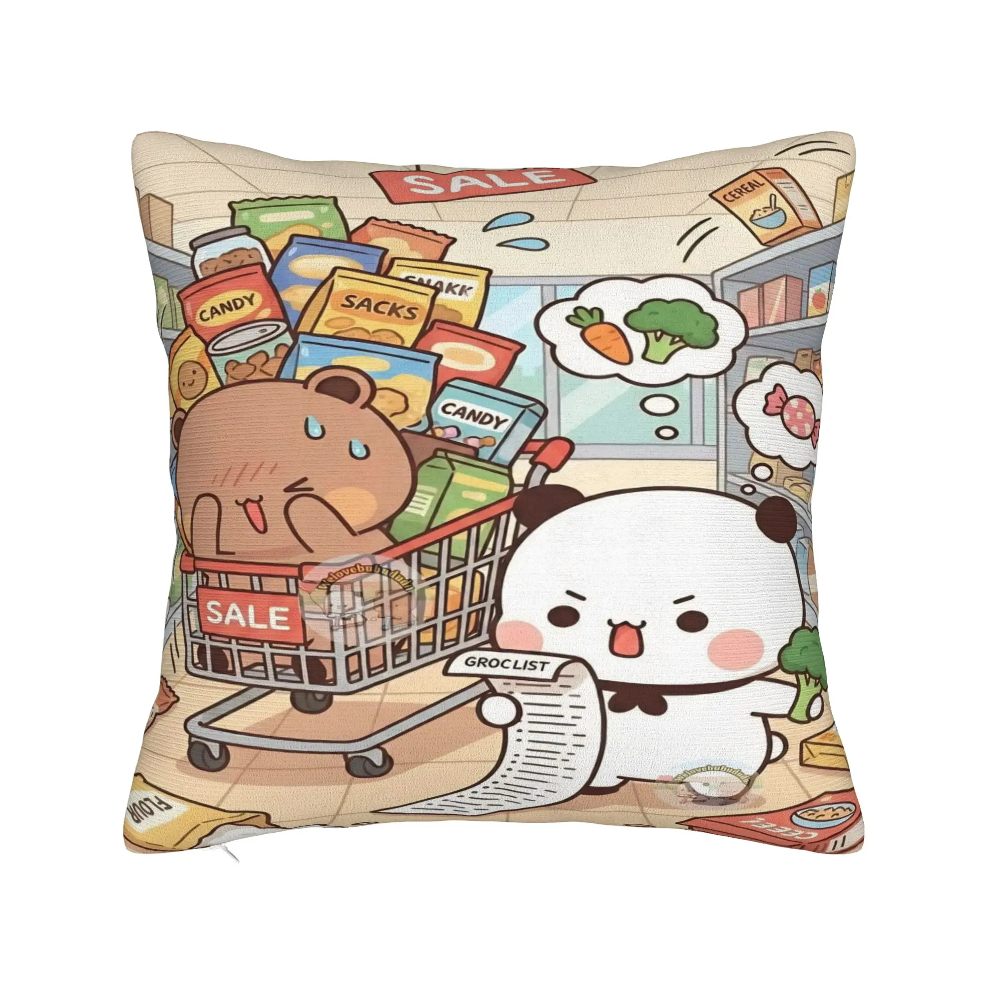 Bear And Panda Bubu Dudu Pillow Cover Novelty Pillow Case For Chair Sofa Home Decoration Cushion Cover Soft Graphic Pillowcases