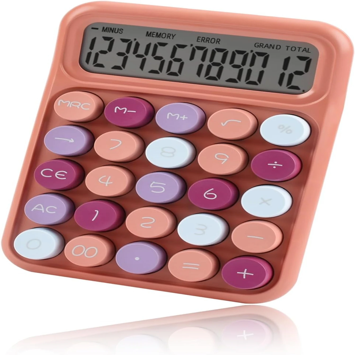 Desktop Mechanical Calculator, 12-Digit Large LCD Display  Standard Calculators with Cute Big Buttons, Office Accessories, Schoo