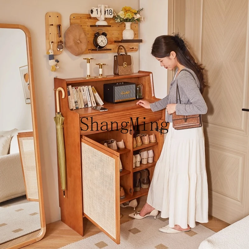 

SM solid wood shoe cabinet, cherry wood porch cabinet, door cabinet, door shoe rack, home locker
