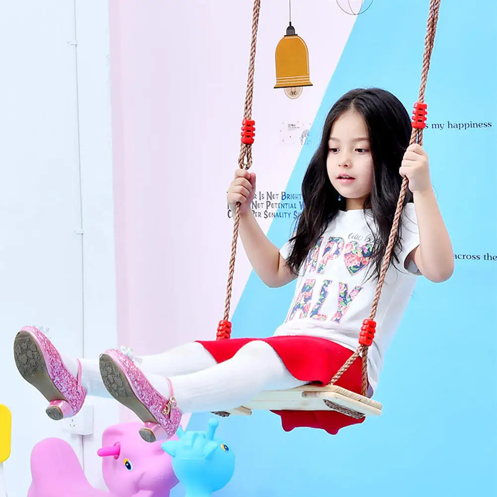 

1pc Wooden Outdoor Seat For Adults Kids Adjustable Rope Durable Hanging Tree Swing Playground Wooden Swing Backyard
