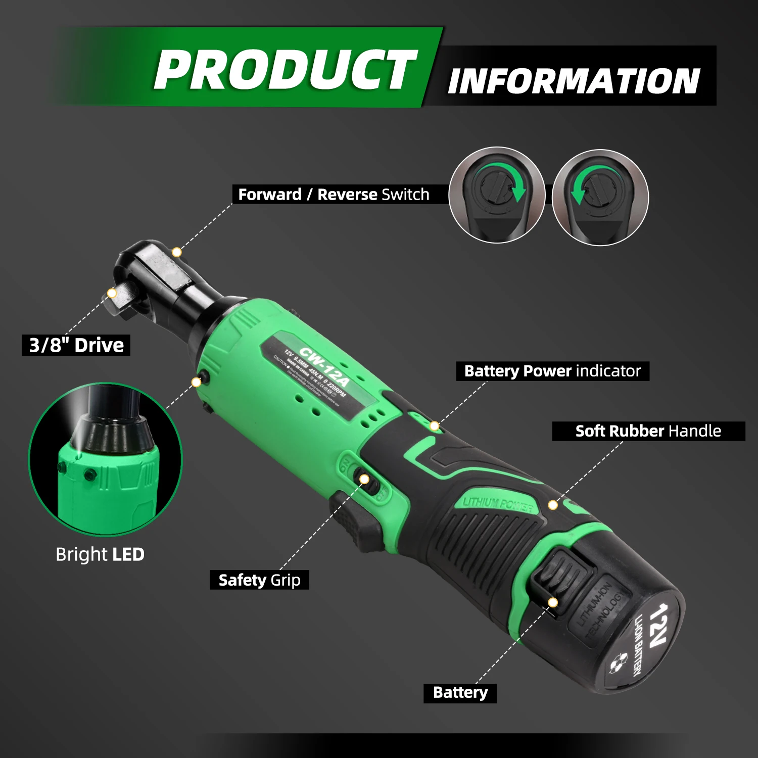 Tegatok 40 ft-lbs 12V cordless Kapcsolókerék Ficam állítsa - Rotary szerszámok vel Ragozható sebesség Zárfedő, töltő, lithium-ion Ketrecek