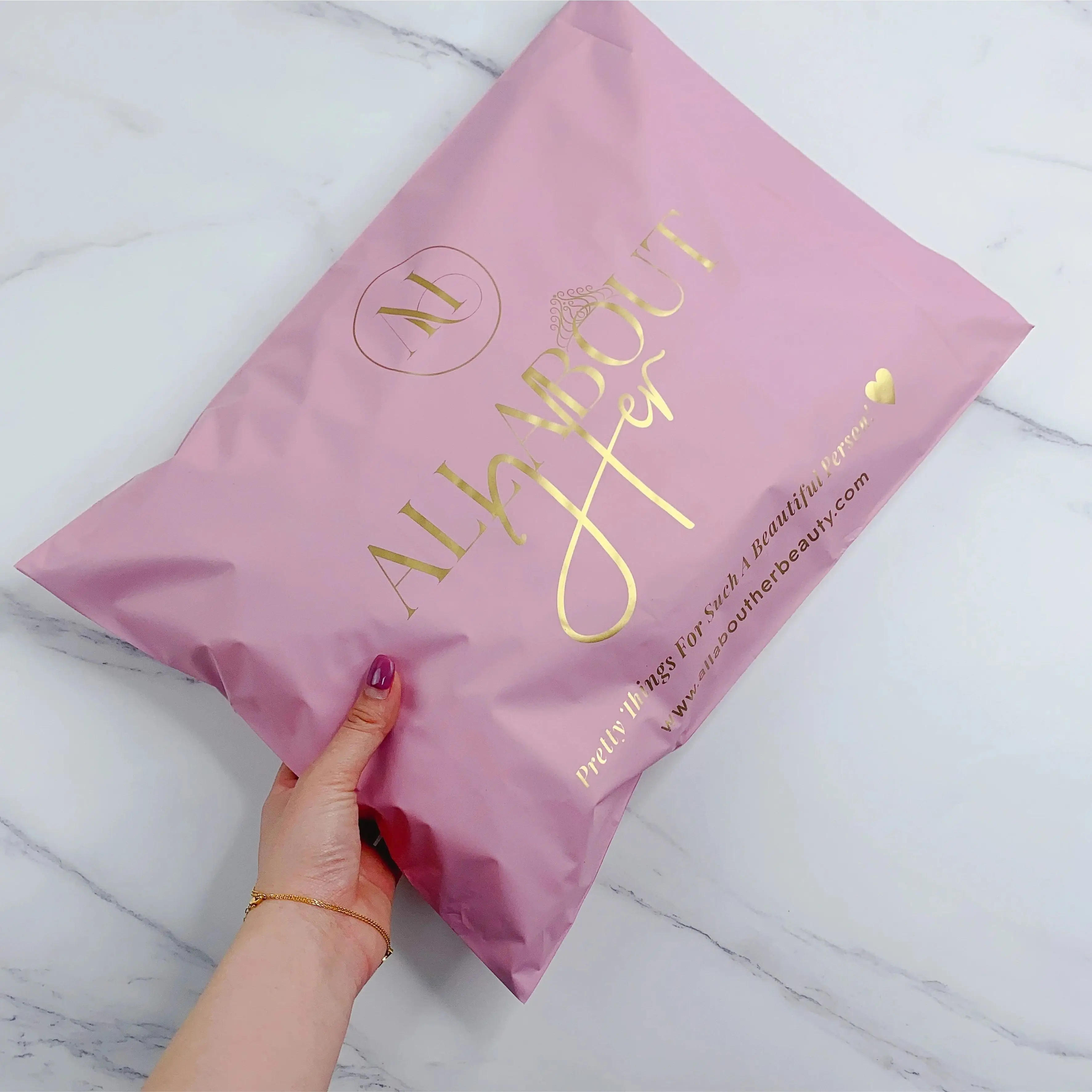 biodegradable matte pink custom shipping bags poly mailer bags courier bags with logo for clothing