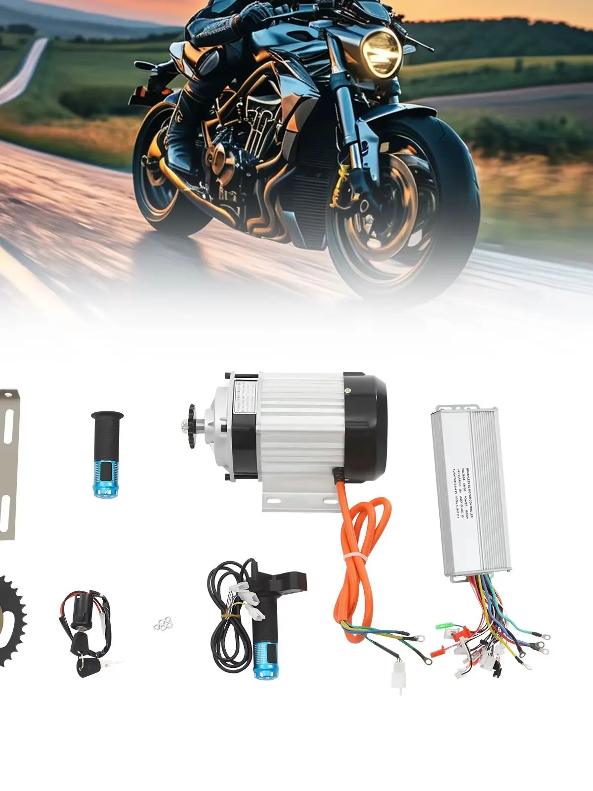 48V 1000W Elektrischer Bürstenloser Motor-Kit 3,35N.m Drehmoment 3-Gang-Vorwärts-Rückwärts-Design Überhitzungs- und Überstromschutz Komplettes Zubehör 500KG Tragfähigkeit DC-Motorsatz für